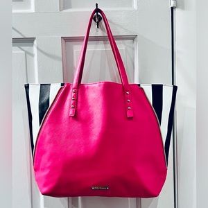 NWOT Juicy Couture | Hot Pink w/ Black & White Stripe Side Panel Large Tote